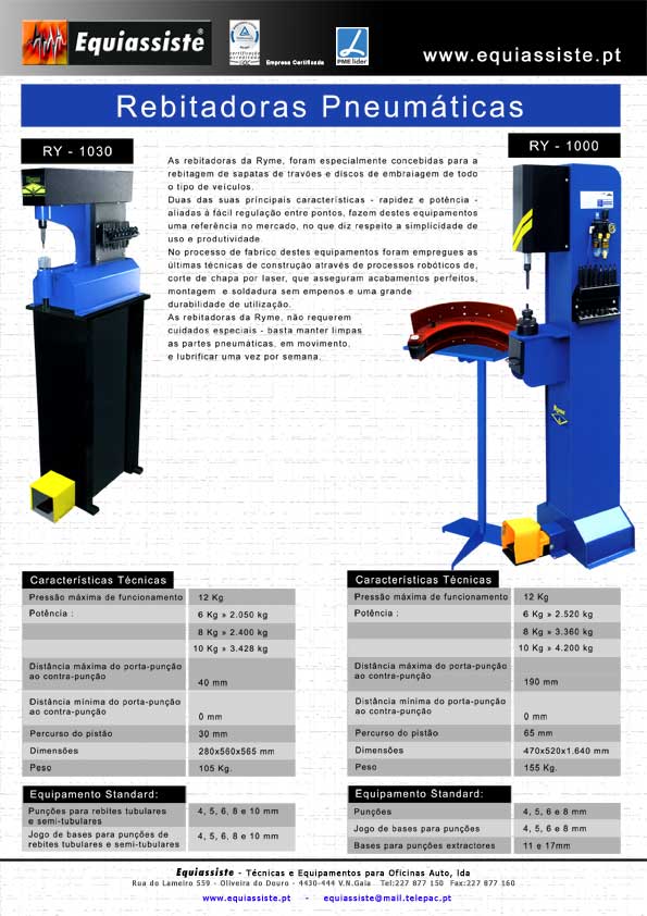 Ryme - Rebitadoras para máxilas de travagem rebitadora